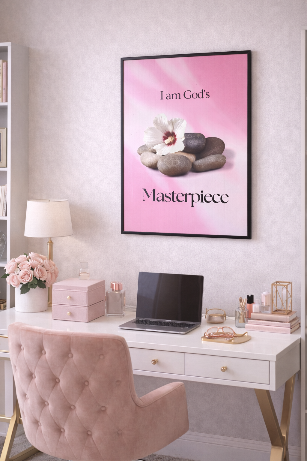 I Am God’s Masterpiece PINK | Faith Wall Art Print