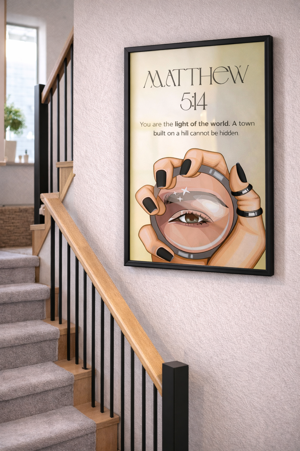 Matthew 5:14 – Framed Christian Wall Art (18 × 24 cm)