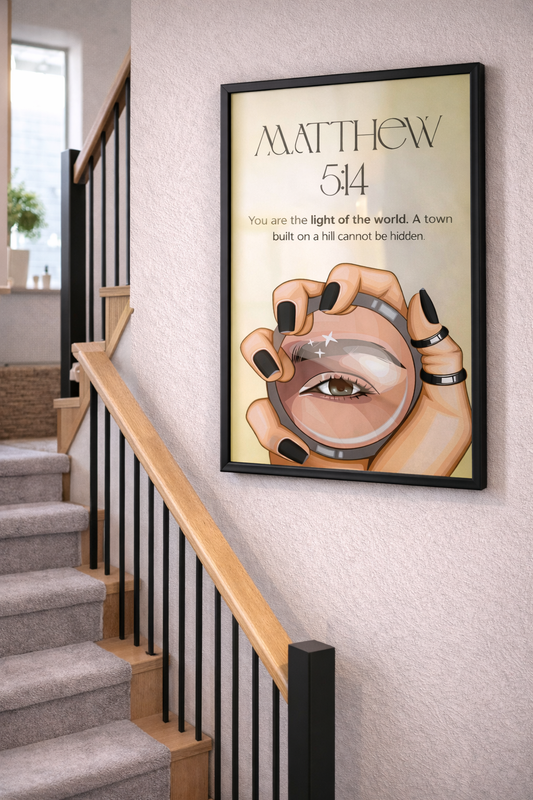 Matthew 5:14 – Framed Christian Wall Art (18 × 24 cm)