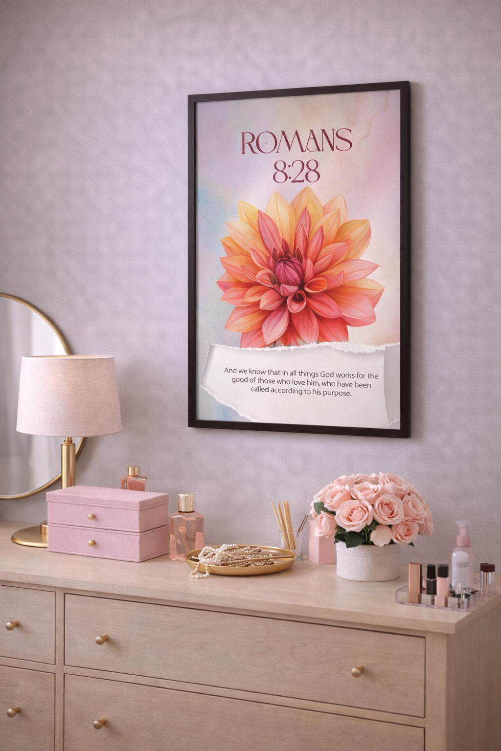 Romans 8:28 Floral Scripture