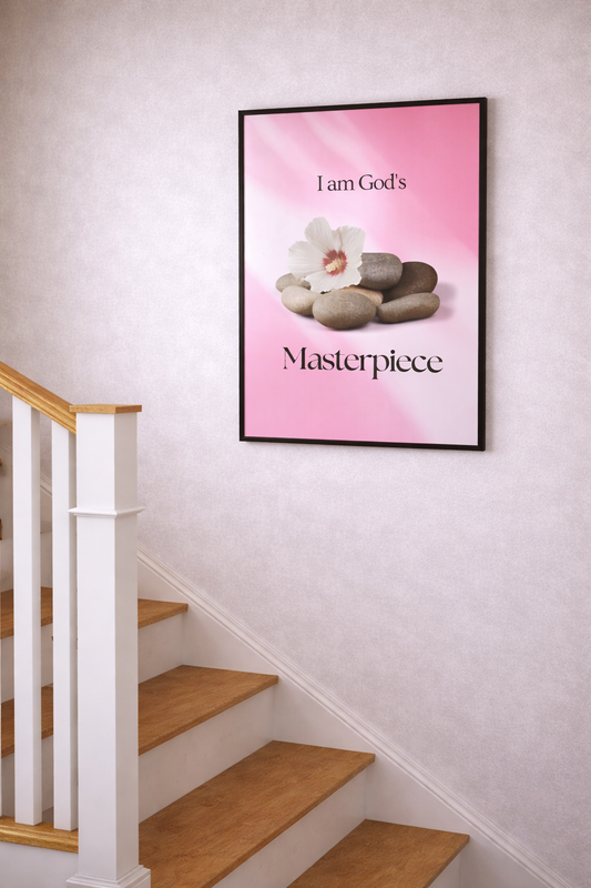 I Am God’s Masterpiece PINK | Faith Wall Art Print