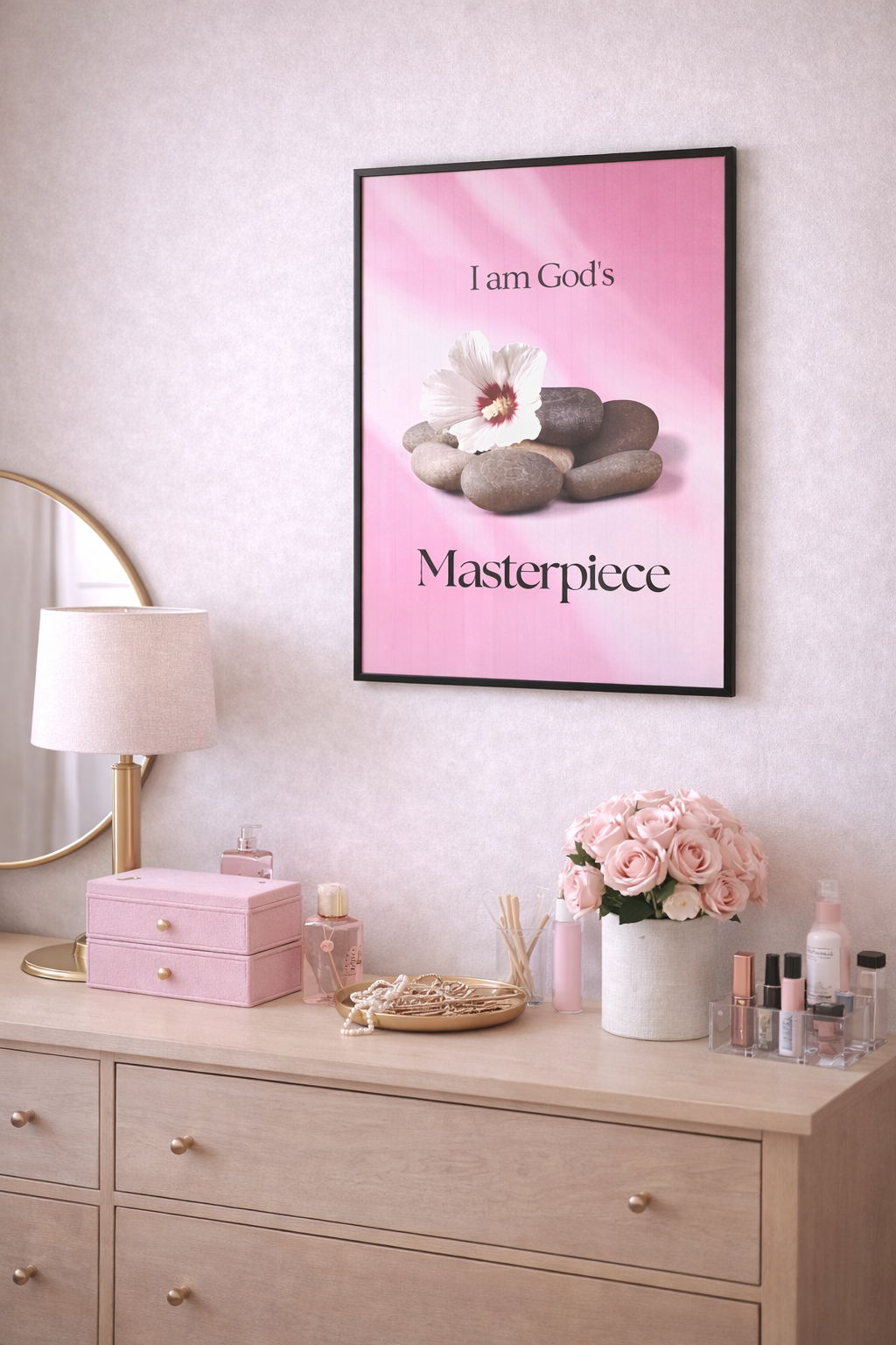 I Am God’s Masterpiece PINK | Faith Wall Art Print